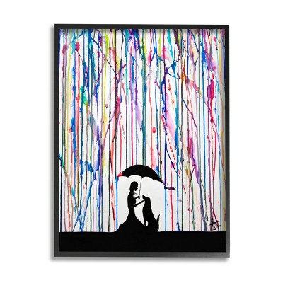 Stupell Industries Modern Vivid Drip Silhouette Couple Framed Giclee Art