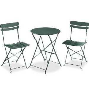 Best Choice Products 3-Piece Small Bistro Set, Folding Patio Furniture Set of 2 Chairs and Table - 1 of 4