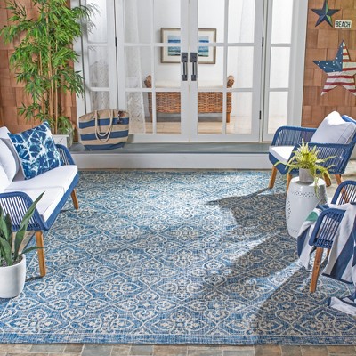 Navy/Grey Synthetic Easy-Care Rectangular Area Rug, 5'3" x 7'7"