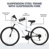 hykolity 27.5 inch Mountain Bike MTB Outdoor Bicycle Cycling 18 Speed Sport Bikes Rider Height 64-74 inch Full Suspension for Adult Men Unisex White - 3 of 4