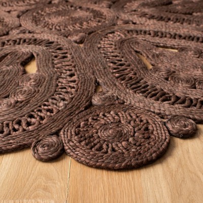 Handmade Brown Jute Round Non-slip Area Rug