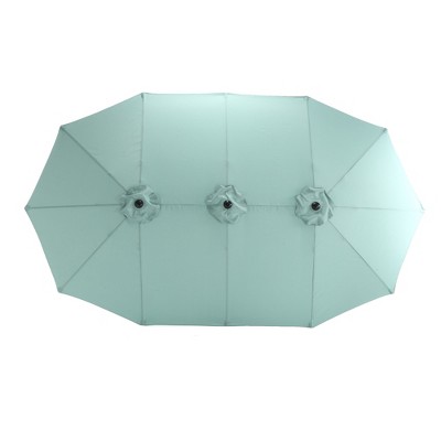 XINGHANZHENXUAN khaki Double-Sided Patio Umbrella, Rectangular Outdoor Market Umbrella with Crank, Sun Shade for Garden, Poolside, Backyard