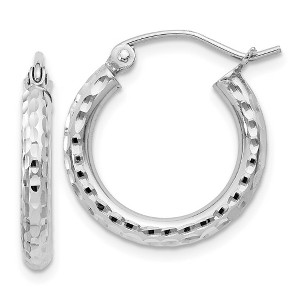 Black Bow Jewelry 2.25mm Diamond Cut, Polished Sterling Silver Hoops - 17mm (5/8 Inch) - 1 of 4