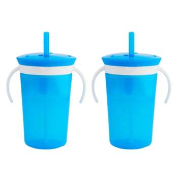 Munchkin® Any Angle™ Weighted Straw Trainer Cup with Click Lock™ Lid, 7  Ounce, 2 Count (Pack of 1), Blue/Green