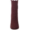 Memoi Women's Sparkly Ribbed Lettuce Edge Embroidered Sunflower Crew Sock Burgundy 9-11 - 2 of 4