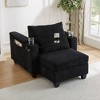 KTMBDW Convertible Sofa, Corduroy Chaise Lounge Sofa with 2 Cup Holders and Phone Holder, Armrests with Built-in Storage  for Bedroom - 2 of 4