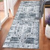 2'x6' Washable Floral Living Room Rugs, Distressed Chenille Non Slip Bedroom Carpet, Retro Accent Large Throw Rugs for Dining Room Kitchen, Grey - 4 of 4