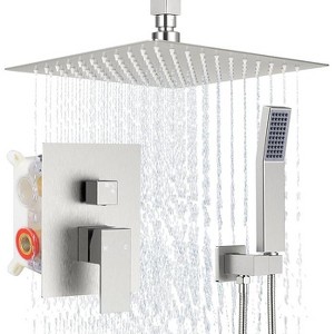 Qomolangma 10 inch Rain Shower System, Ceiling Mounted Bathroom Shower Faucet Set Chrome - 1 of 1