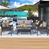 Nestfair 4pc Metal Frame Patio Conversation Set with Tempered Glass Table and Cushions Gray - 3 of 4