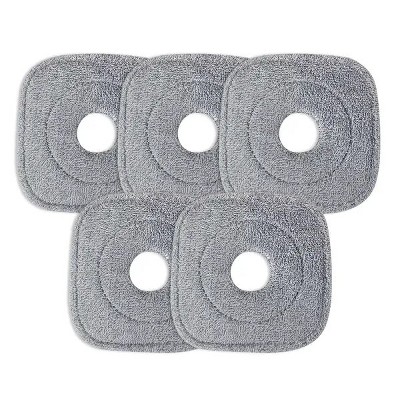 Racxily 5Pcs Microfiber Mop Pads Compatible w/ Reusable Washable Cloth Mop Flat Replacements Head 8.66x8.66in for Square Mop and and Bucket Set