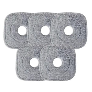 Racxily 5Pcs Microfiber Mop Pads Compatible w/ Reusable Washable Cloth Mop Flat Replacements Head 8.66x8.66in for Square Mop and and Bucket Set - 1 of 4