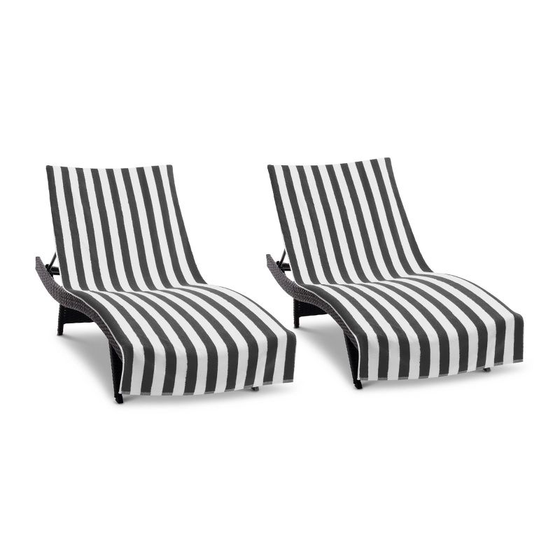 Arkwright California Cabana Chaise Lounge Cover - (Pack of 2) 100% Cotton Terry Towels, Pool Chair Covers for Outdoor Beach Furniture, 30 x 85 in, 1 of 8