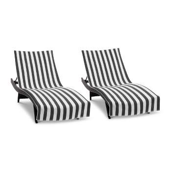 Arkwright California Cabana Chaise Lounge Cover - (Pack of 2) 100% Cotton Terry Towels, Pool Chair Covers for Outdoor Beach Furniture, 30 x 85 in
