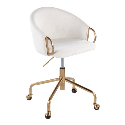 Claire Velvet metal plywood Task Chair Gold cream Lumisource