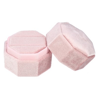 Unique Bargains Octagon Velvet Ring Box 2 Slots for Wedding Ceremony Proposal Engagement Birthday 1 Pc