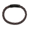 Black Bow Jewelry 11mm Black Plated Stainless Steel Black/Brown Leather Bracelet 8.25 In - 2 of 4