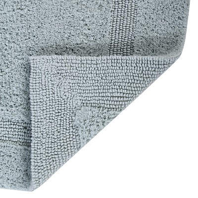 Lux Blue Cotton Tufted Reversible Bath Rug Set