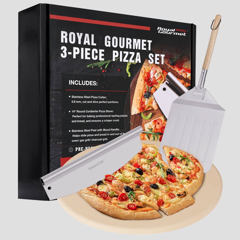 Photos - BBQ Accessory Royal Gourmet 3pc Pizza Set for Grill Oven With 14'' Round Pizza Cordierit