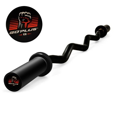 Costway 48''Phosphate Steel Olympic EZ Curl Bar 28mm Grip Home Gym Fitness Equipment
