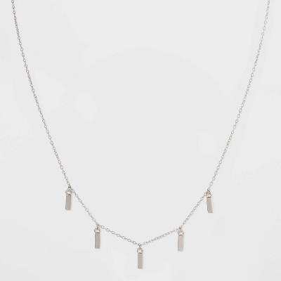 Sterling Silver Thin Dangle Bar Station Chain Necklace - Universal Thread™ Silver