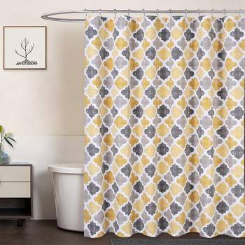 Quatrefoil Print Cotton Blend Fabric Shower Curtain