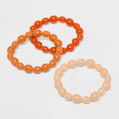 Beaded Stretch Bracelet Set 3pc - A New Day™ Peach/Coral