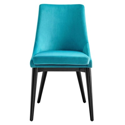 Elegant Blue Velvet Upholstered Dining Chair with Metal Legs