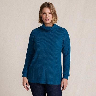 Lands' End Women's Long Sleeve Waffle Cowl Neck Tunic