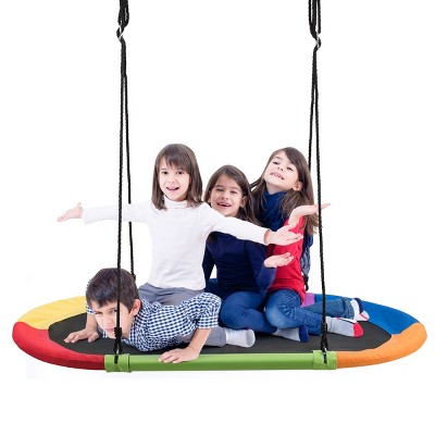 Tangkula 60" Flying Saucer Tree Swing Set Outdoor Oval Swing Adjustable Hanging Ropes for Kids Colorful/Blue/Green/Purple