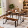 Hooseng Dining Table Set for 4, Industrial Dining Table Set with Bench and 2 Chairs, 4 Piece Dining Table Set for Small Space, Apartment - 2 of 4