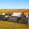 4-Piece Outdoor Sofa Set with Cushions, PE Wicker Rattan Seating Group with Loveseat, Club Chairs, and Coffee Table for Backyard, Patio, or Garden - 3 of 4
