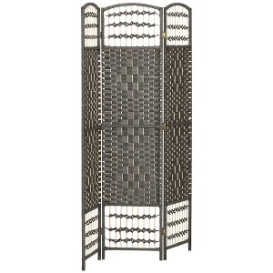 3 Panel Folding Room Divider Portable Privacy Screen Wave Fiber Room Partition for Home Office Dark - 1 of 4