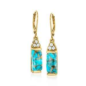 Ross-Simons Turquoise and .50 ct. t.w. Sky Blue Topaz Drop Earrings in 18kt Gold Over Sterling - 1 of 4