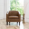 Tufted Faux Leather Barrel Club Chair - Kinwell - 3 of 4