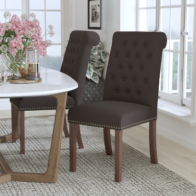 Flash Furniture Hercules Series Brown Fabric Parsons Chair With Rolled ...