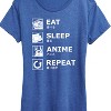 Women's - Instant Message - Eat Sleep Anime Repeat Short Sleeve Graphic T-Shirt - 2 of 4