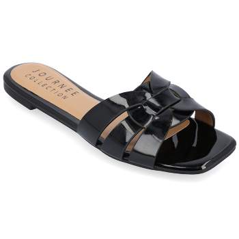 Journee Collection Womens Medium and Wide Width Arrina Tru Comfort Foam Slip On Slide Flat Sandals