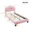 Twin/Full Size Upholstered Platform Bed with Adjustable Headboard and LED Light, White/Pink-ModernLuxe - 3 of 4