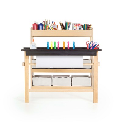 Kids' Wooden Art Center with Storage and Stools