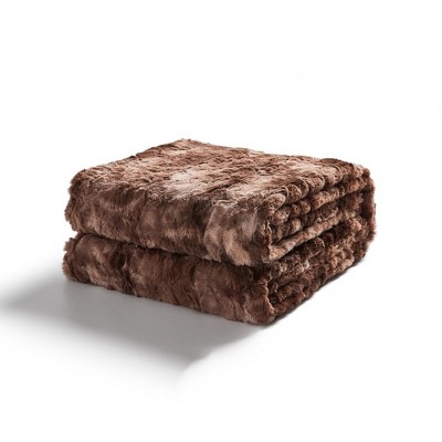 Brown Faux Fur Machine Washable Pet Blanket