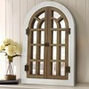 Beautyolove Farmhouse Arched White Wood Framed Windowpane Wall Mirror - 2 of 4