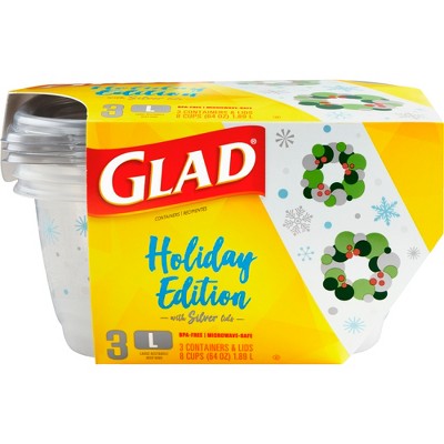 Glad Food Storage Containers - Deep Dish Container - Holiday Edition -  64oz/3ct – Target Inventory Checker – BrickSeek