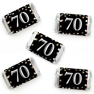 Big Dot of Happiness Adult 70th Birthday - Gold - Mini Candy Bar Wrapper Stickers - Birthday Party Small Favors - 40 Count - 1 of 4