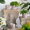 Moda Furnishings 4PCS Gray Sand and Cement Planters with Brown Botanical Motifs - 2 of 3