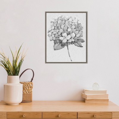 Silvertone Floral II 16" x 20" Grayscale Canvas Print with Frame