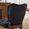 Lyngins Set of 2 French Vintage Tufted Upholstered Fabric Dining Chair – Hand-Pulled Buckle + Decorative Rivets, High Backrest, Solid Wood Frame - 4 of 4