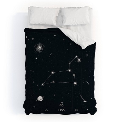 Twin Extra Long Cuss Yeah Designs Leo Star Constellation Comforter Set Black - Deny Designs