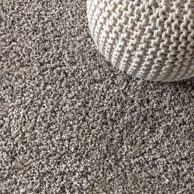 Gray Rectangular Reversible Shag Area Rug with Tassels