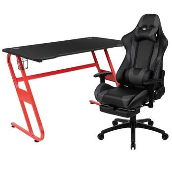 Blackarc Zulu Gaming Desk And Chair Set, Ergonomic Gaming Chair With Usb  Massage, Slide-out Footrest, And Detachable Headrest Pillow : Target