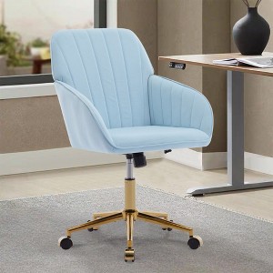 CAVINAS Adjustable Swivel Office Chair, Ergonomic Office Chair with Golden Metal Base and Wheels for Work Study Vanity - 1 of 4